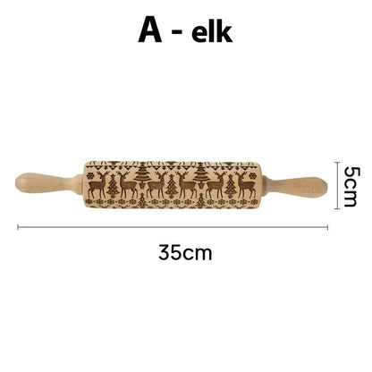Christmas Rolling Pins - Snowflake Elk Patterned Roller - Cake Pops Parties