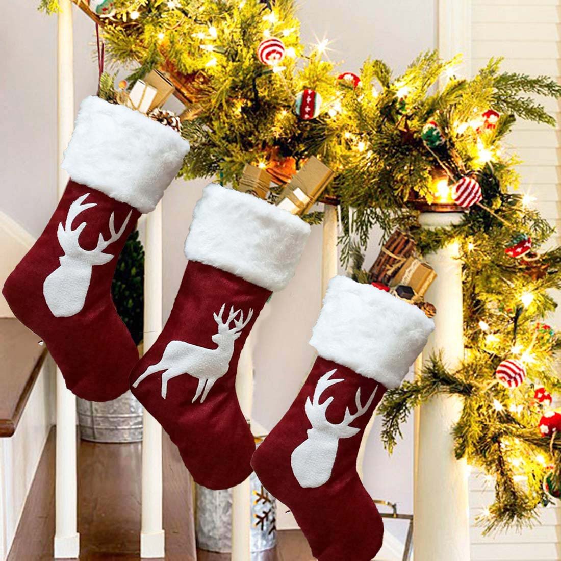 Christmas Stockings Gift Bag Red Hemp Elk - Cake Pops Parties