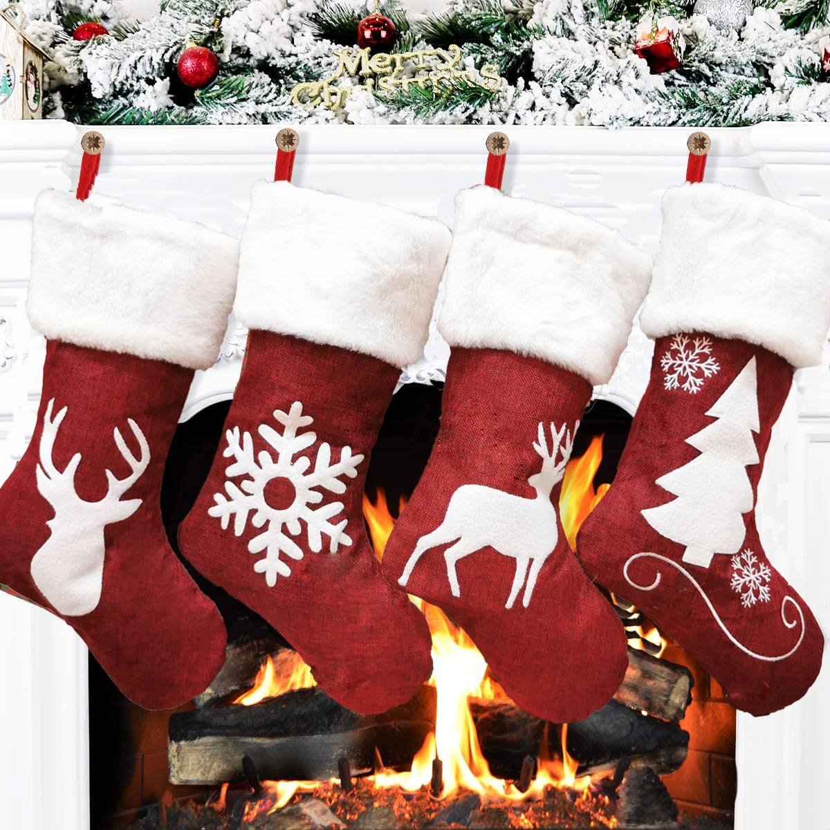 Christmas Stockings Gift Bag Red Hemp Elk - Cake Pops Parties