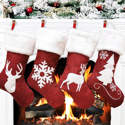 Christmas Stockings Gift Bag Red Hemp Elk - Cake Pops Parties