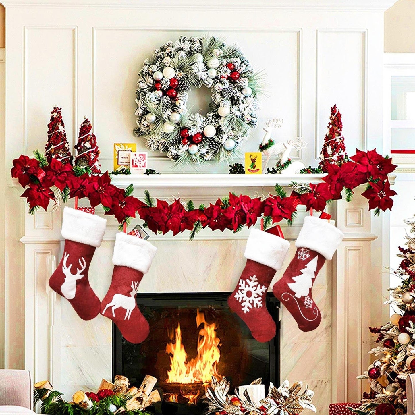 Christmas Stockings Gift Bag Red Hemp Elk - Cake Pops Parties