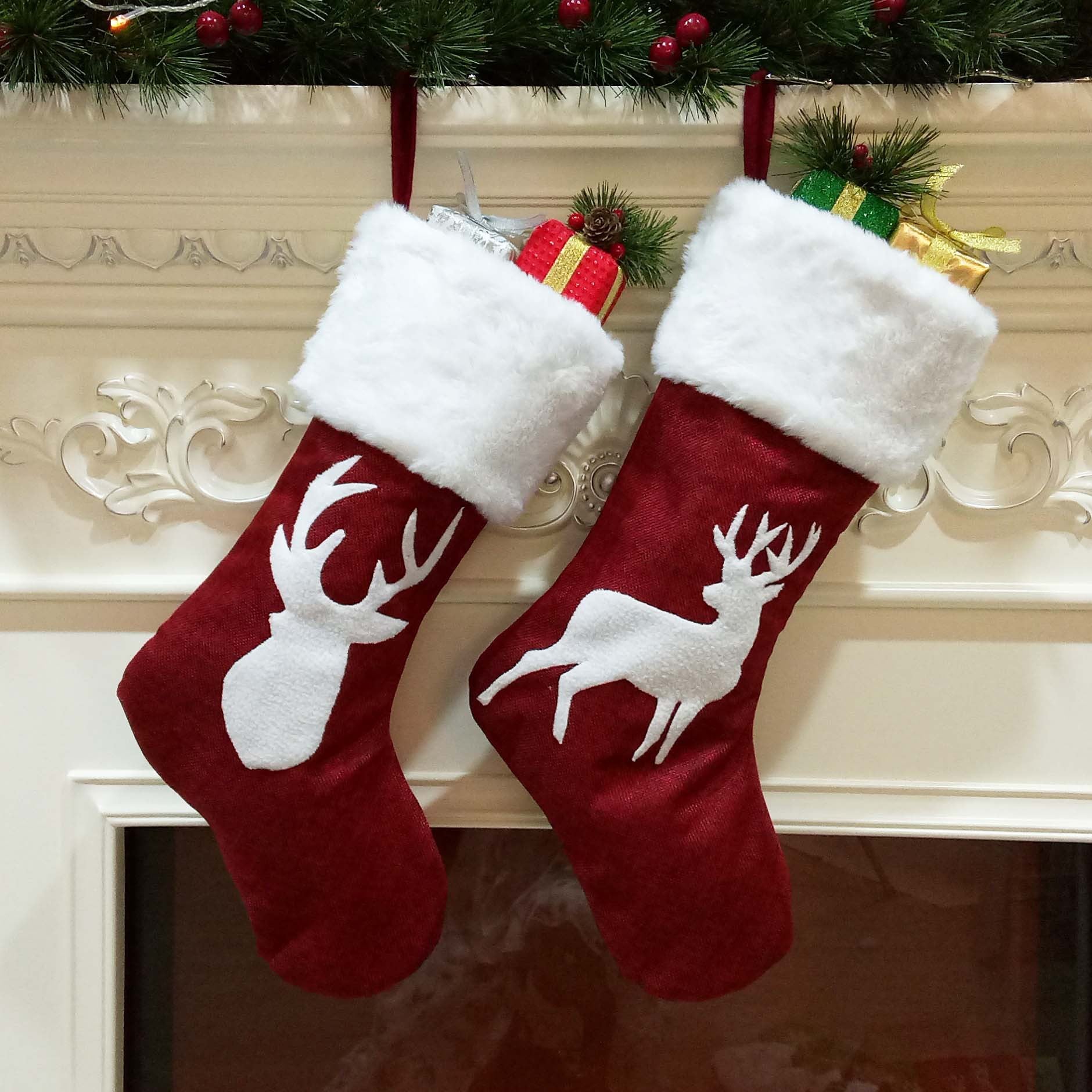 Christmas Stockings Gift Bag Red Hemp Elk - Cake Pops Parties