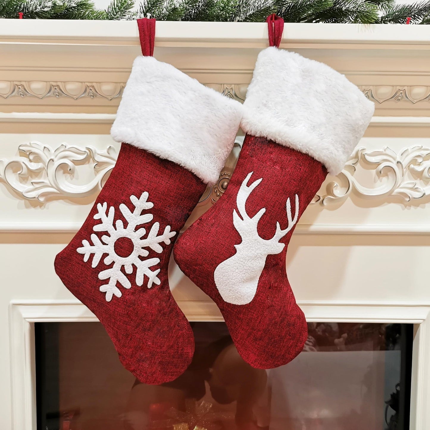 Christmas Stockings Gift Bag Red Hemp Elk - Cake Pops Parties