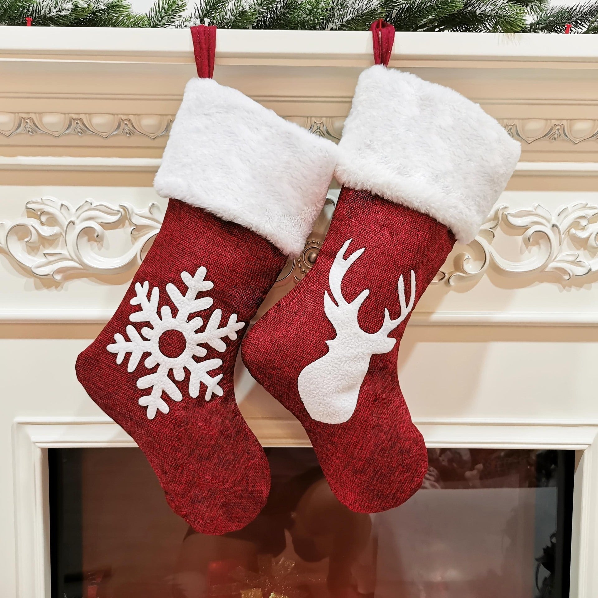 Christmas Stockings Gift Bag Red Hemp Elk - Cake Pops Parties