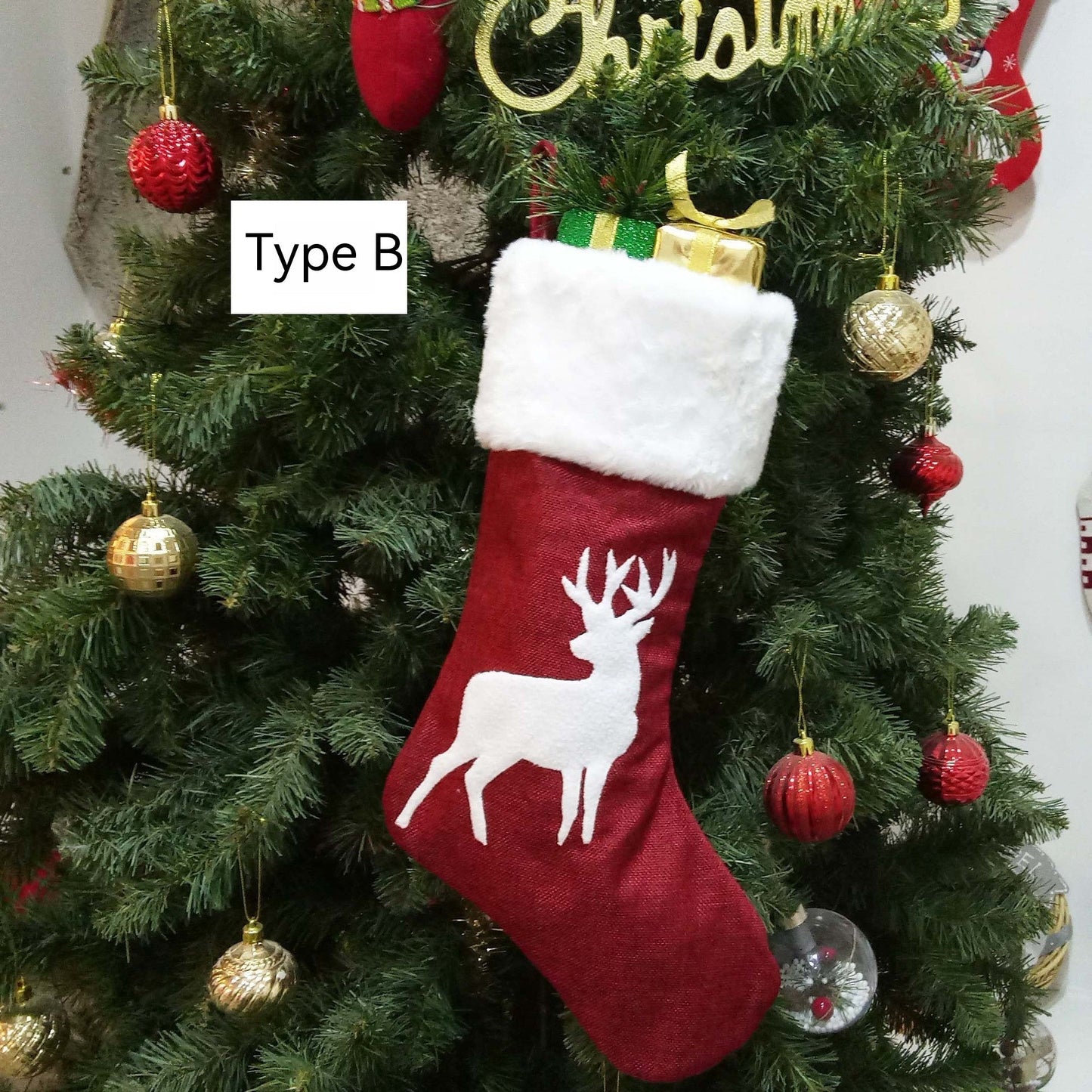 Christmas Stockings Gift Bag Red Hemp Elk - Cake Pops Parties