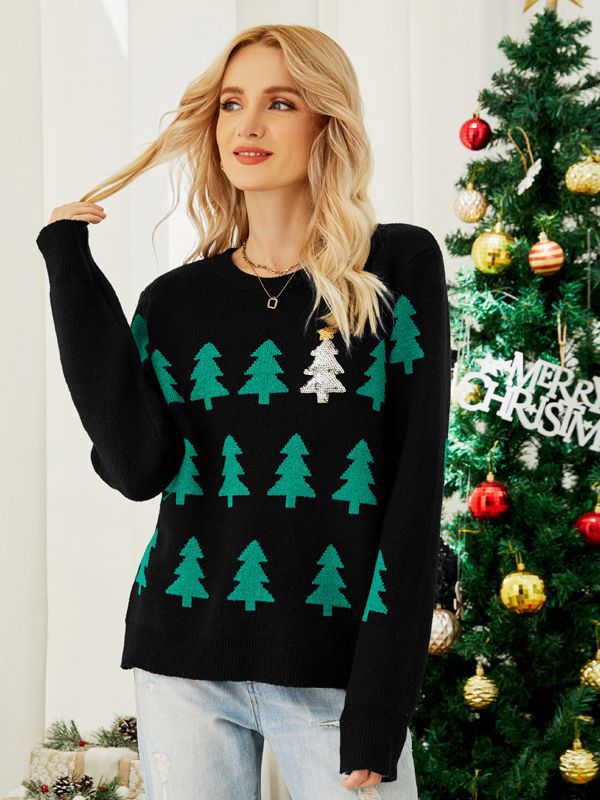Christmas Tree Jacquard Red Sweater - Cake Pops Parties