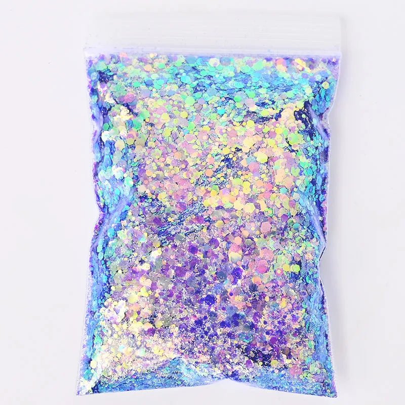 Chunky Mix Iridescent Glitter - 16 Colors 50g - Cake Pops Parties
