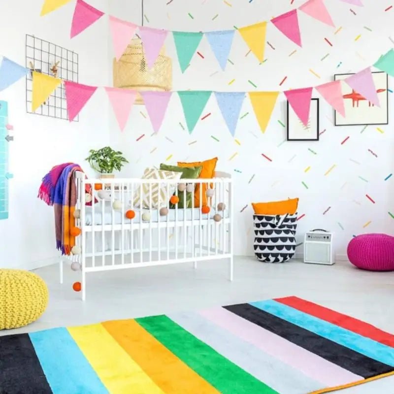 Colorful Jute Linen Party Bunting Banners - Cake Pops Parties