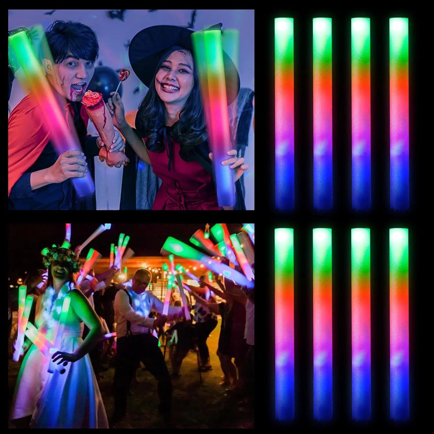 Colorful LED Glow Foam Sticks Bulk Pack - Cake Pops Parties
