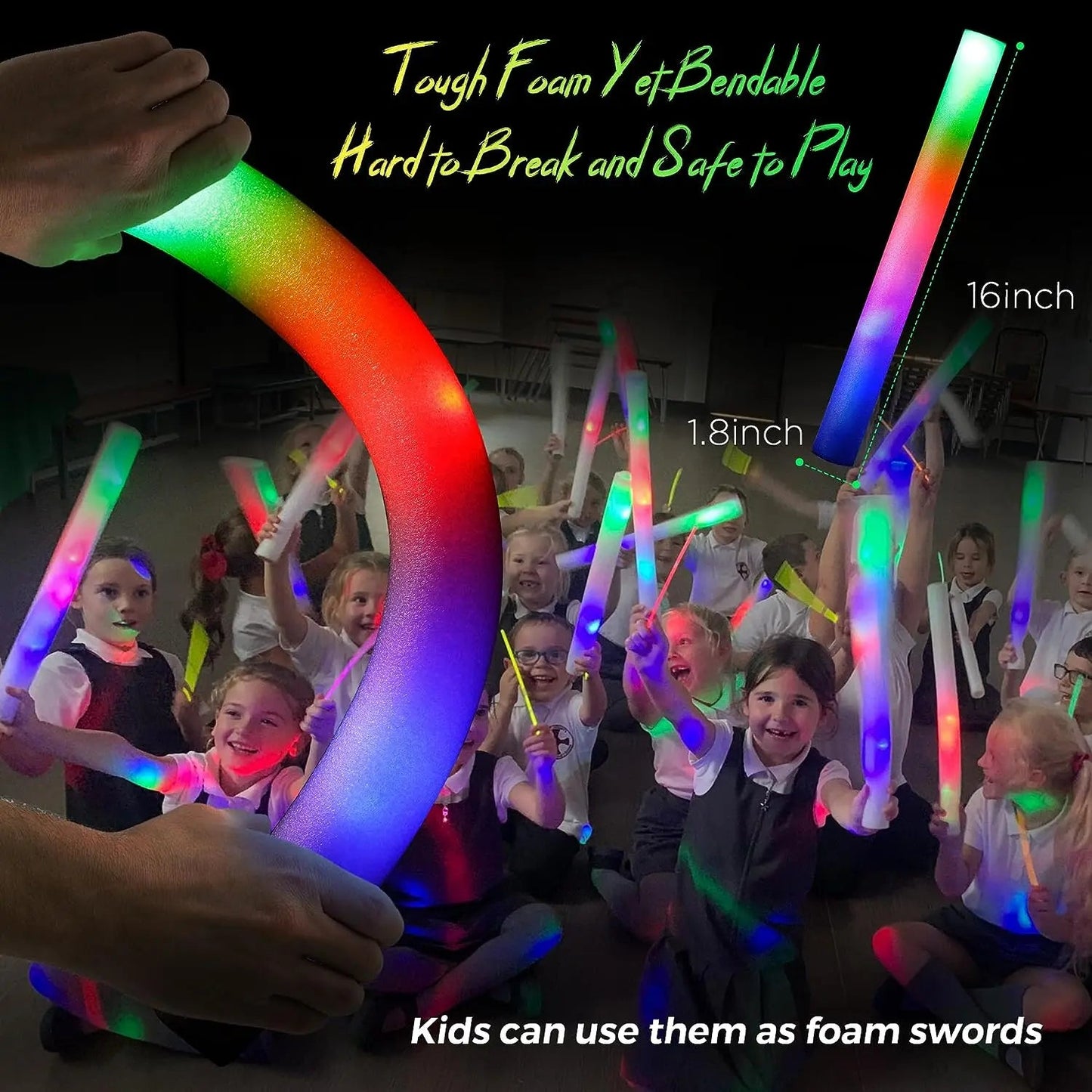 Colorful LED Glow Foam Sticks Bulk Pack - Cake Pops Parties