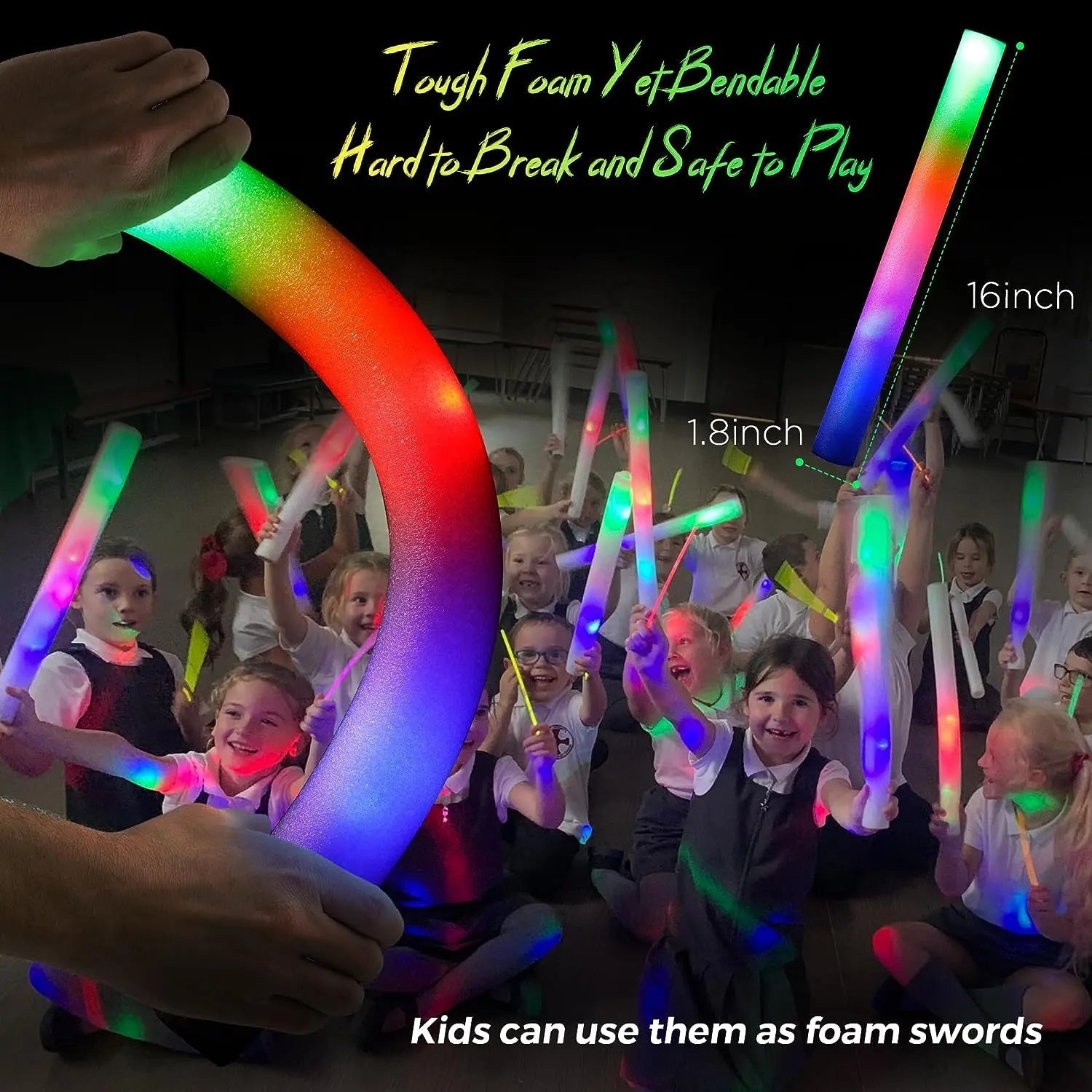 Colorful LED Glow Foam Sticks Bulk Pack - Cake Pops Parties