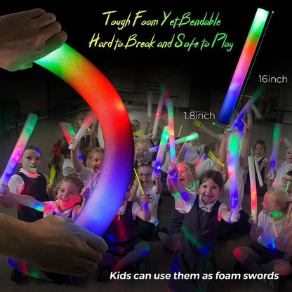 Colorful LED Glow Foam Sticks Bulk Pack - Cake Pops Parties