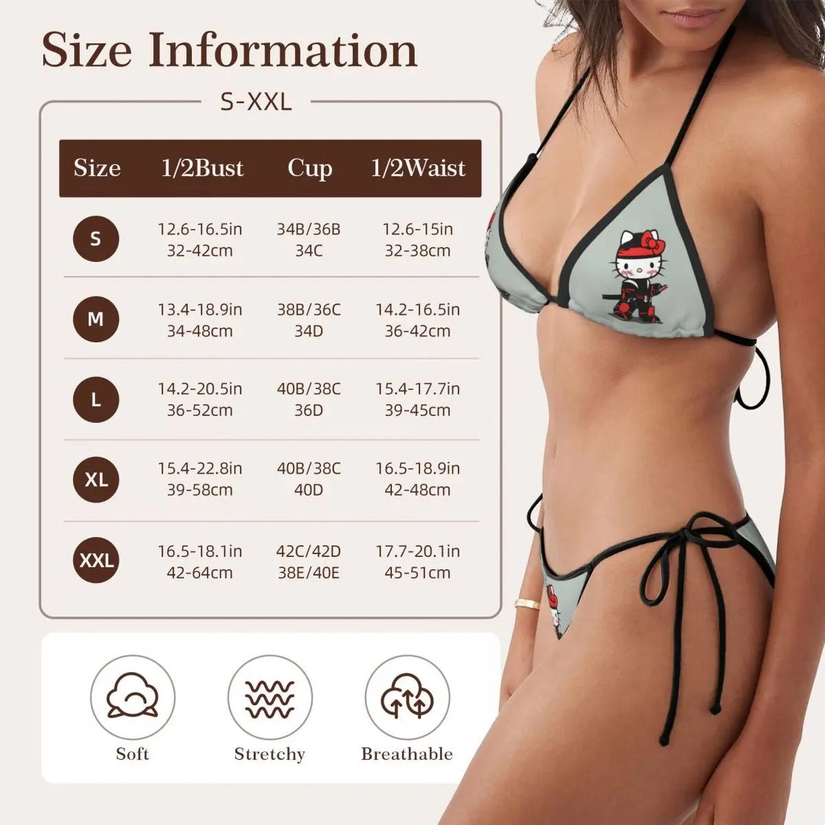 Custom 3D Printed Hello Kitty Two - Piece Bikini | Women’s Beachwear - Cake Pops Parties