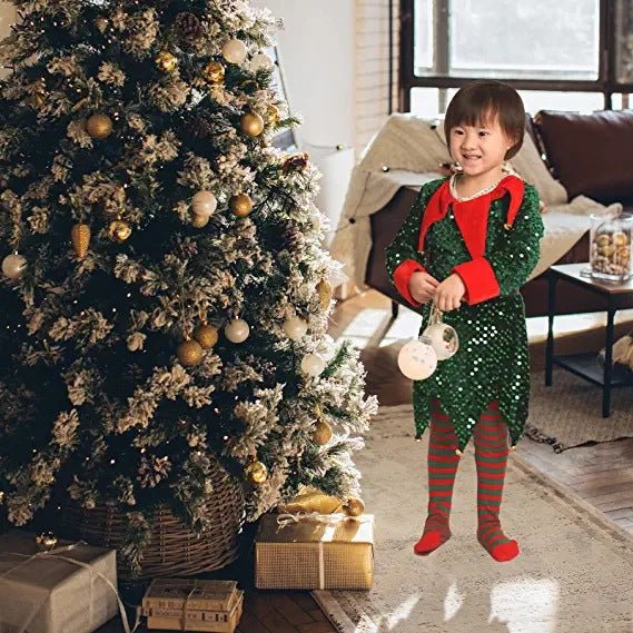 Cute Sequin Elf Costumes for Christmas Kids - Cake Pops Parties