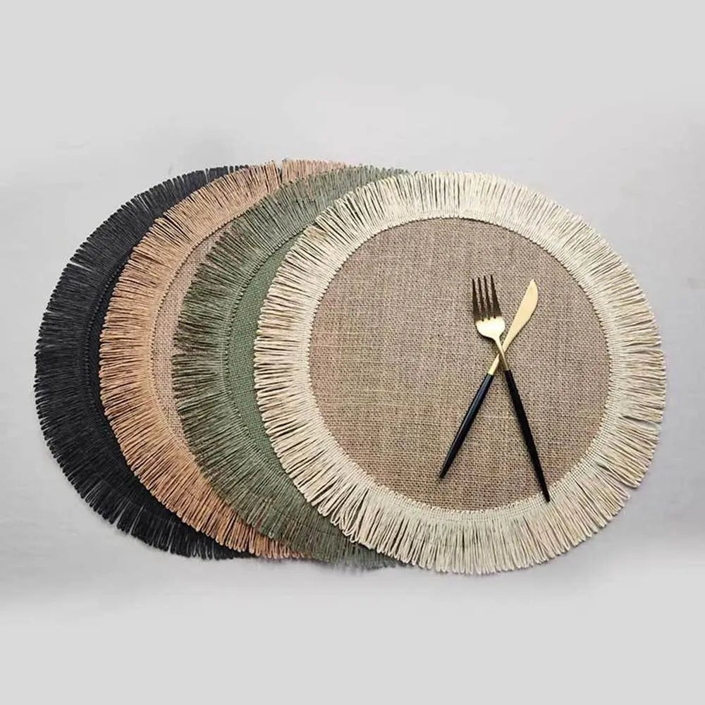 Durable Jute Linen Round Placemat - Cake Pops Parties