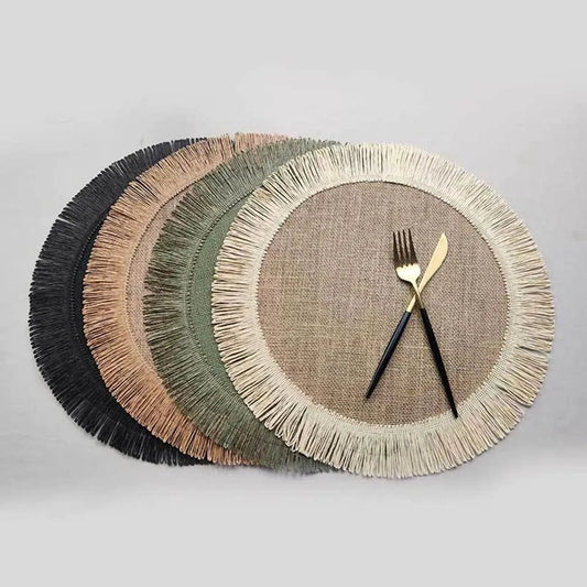 Durable Jute Linen Round Placemat - Cake Pops Parties