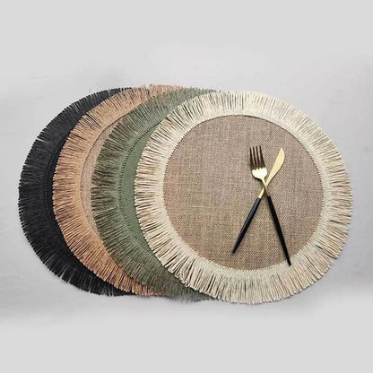 Durable Jute Linen Round Placemat - Cake Pops Parties