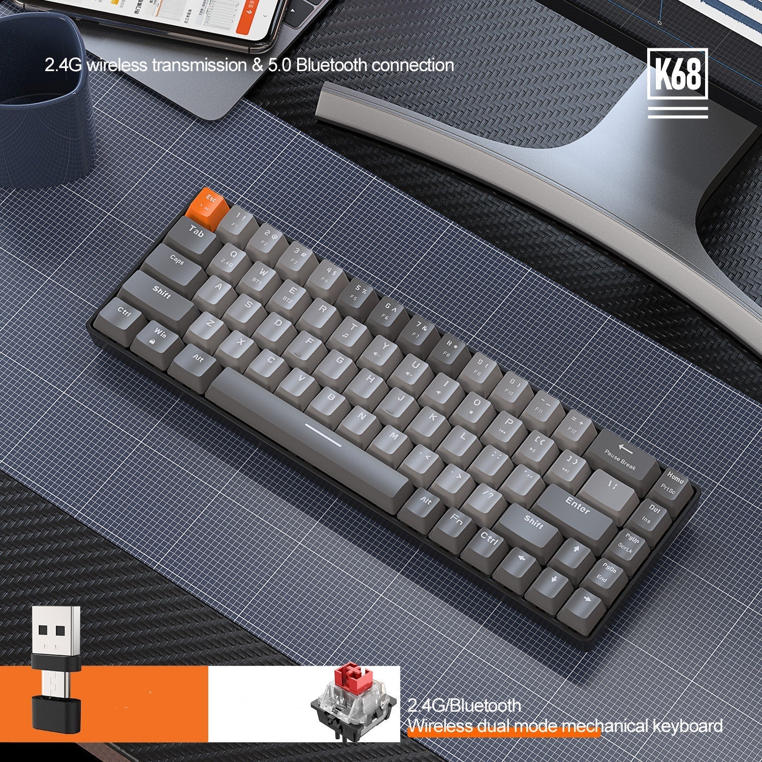 Freewolf K68 Hot Plug Mechanical Keyboard - Cake Pops Parties