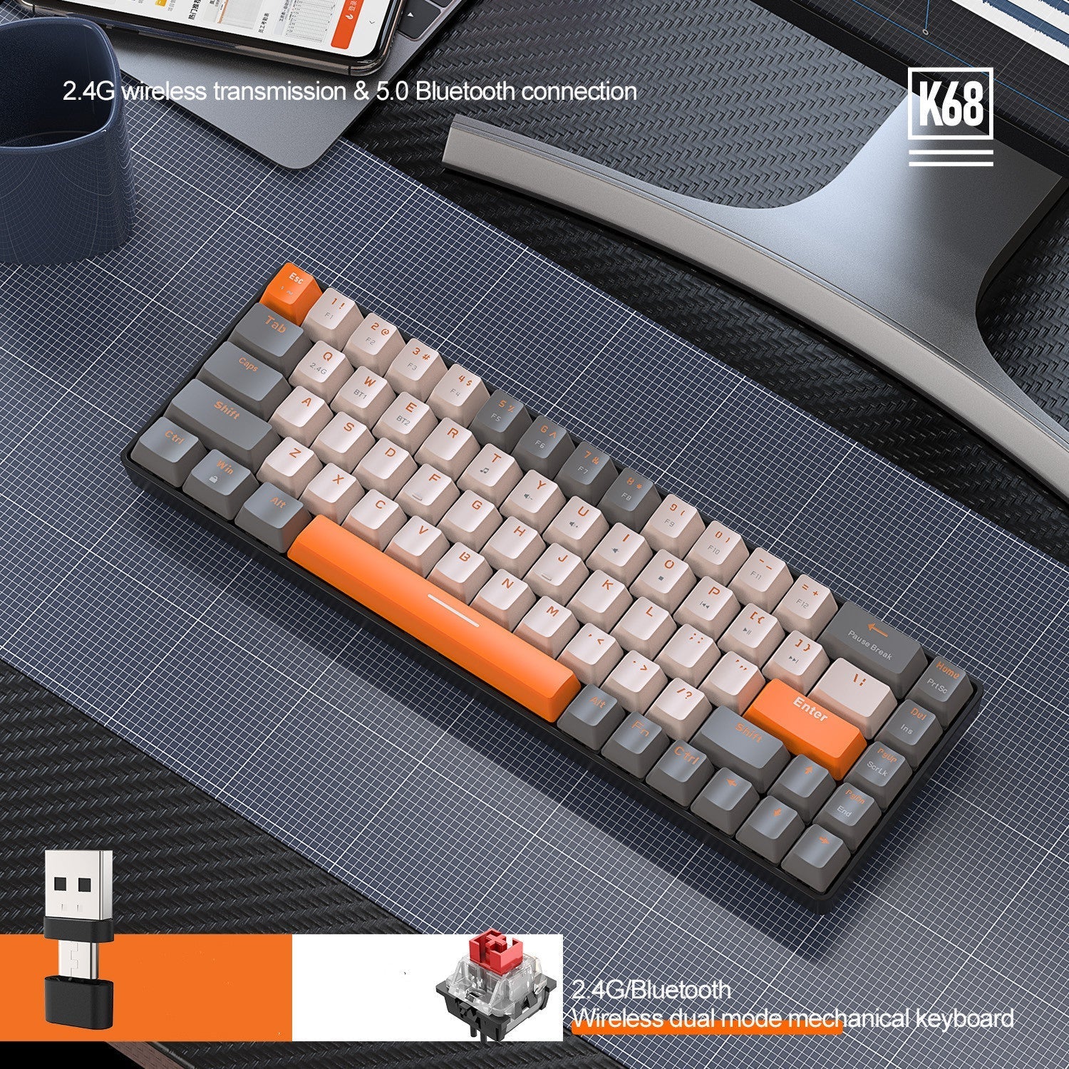 Freewolf K68 Hot Plug Mechanical Keyboard - Cake Pops Parties
