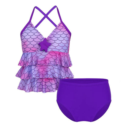 Girls Mermaid Swimsuit 2pc Bikini Set | Kids Summer Beach Bathing Suit - Cake Pops Parties