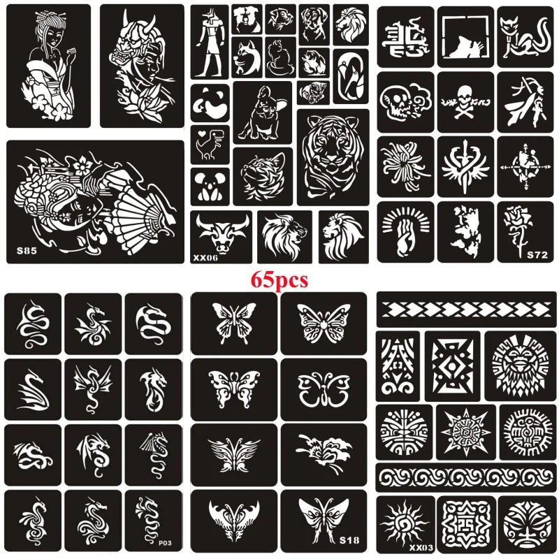 Glitter Tattoo Stencil Kit - DIY Art for Men, Women, Kids - Cake Pops Parties