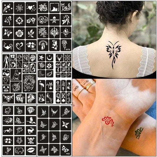 Glitter Tattoo Stencil Kit - DIY Art for Men, Women, Kids - Cake Pops Parties