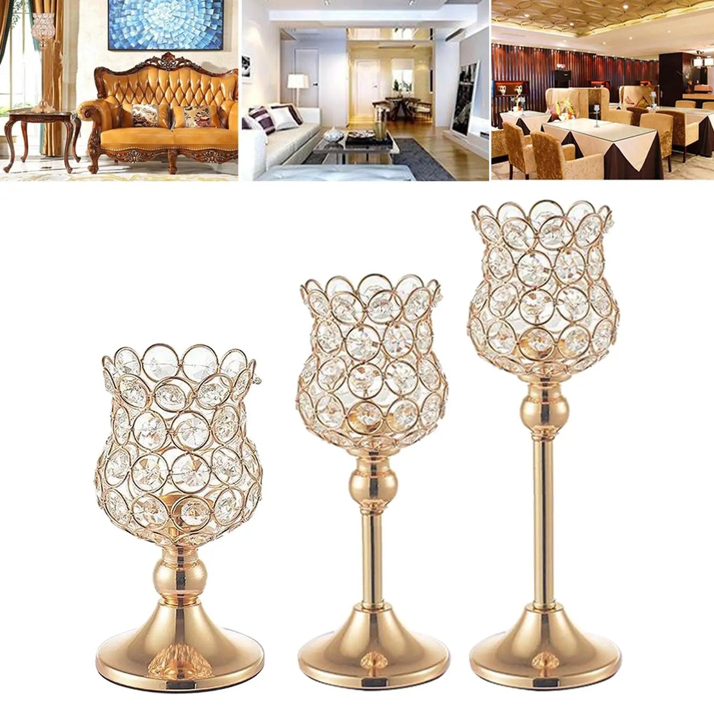 Golden Crystal Candle Holders - Cake Pops Parties