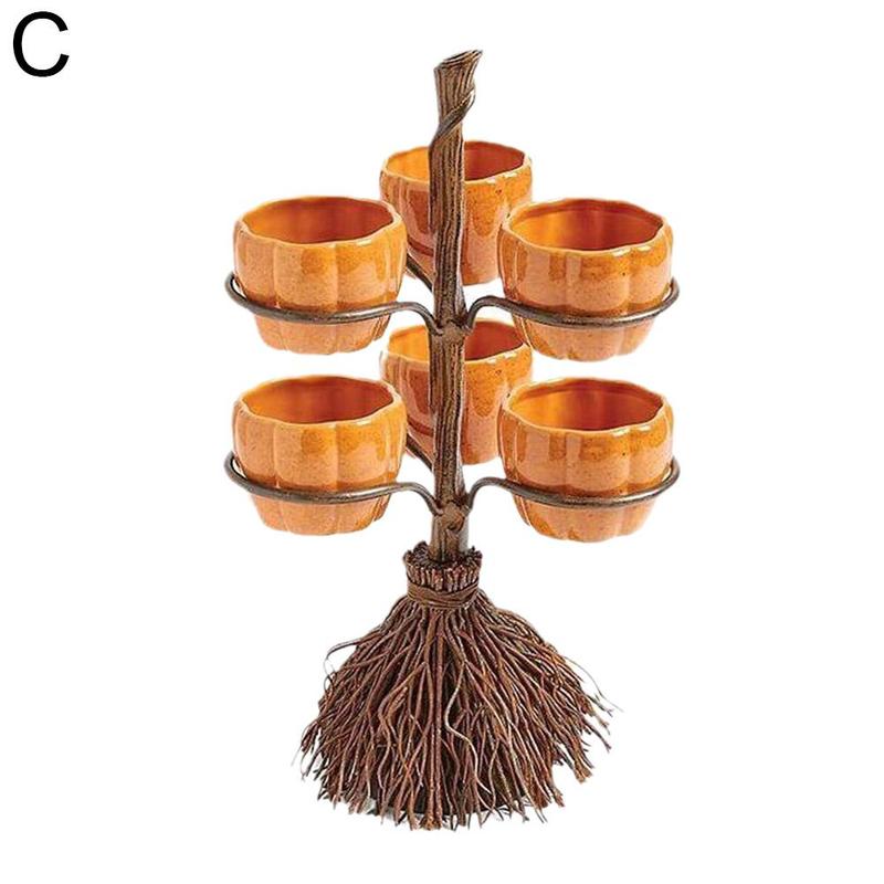 Halloween Broom Pumpkin Snack Bowl Rack - Cake Pops Parties