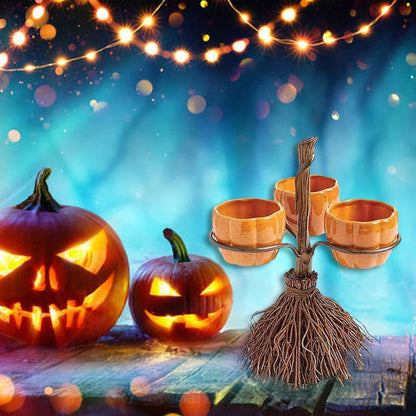 Halloween Broom Pumpkin Snack Bowl Rack - Cake Pops Parties