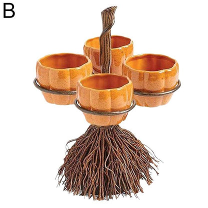 Halloween Broom Pumpkin Snack Bowl Rack - Cake Pops Parties