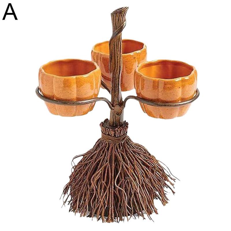 Halloween Broom Pumpkin Snack Bowl Rack - Cake Pops Parties