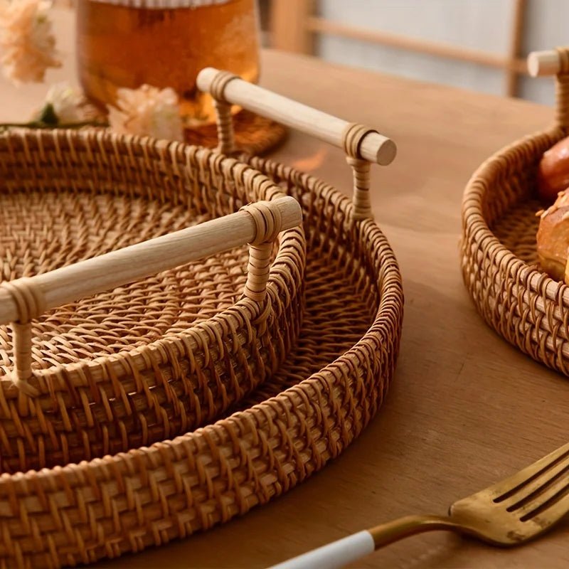 Handmade Rattan Storage Tray - Versatile & Elegant - Cake Pops Parties
