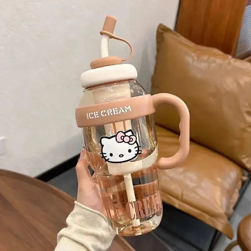 Hello Kitty 1300ML Water Cup Sanrio Straw Anime Cute Portable - Cake Pops Parties