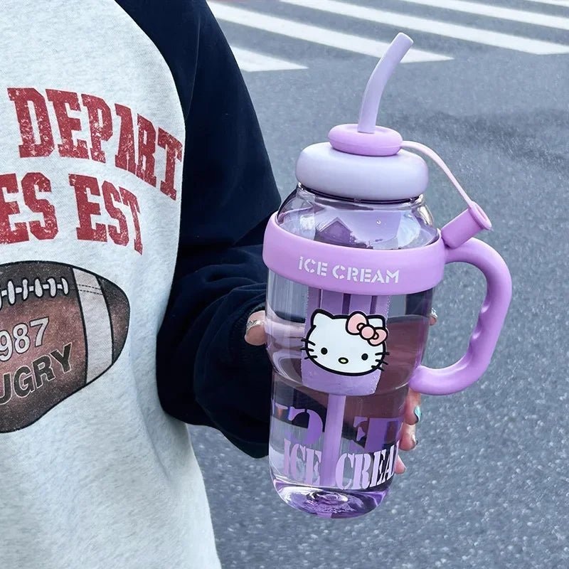Hello Kitty 1300ML Water Cup Sanrio Straw Anime Cute Portable - Cake Pops Parties