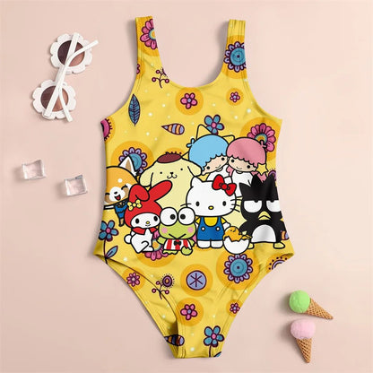 Hello Kitty Bathing Suit Girls One - Piece Summer Beach Swimwear - Cake Pops Parties