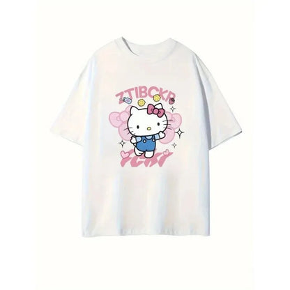 Hello Kitty Bow Car Star Print Unisex Soft Cotton Black Tee - Cake Pops Parties