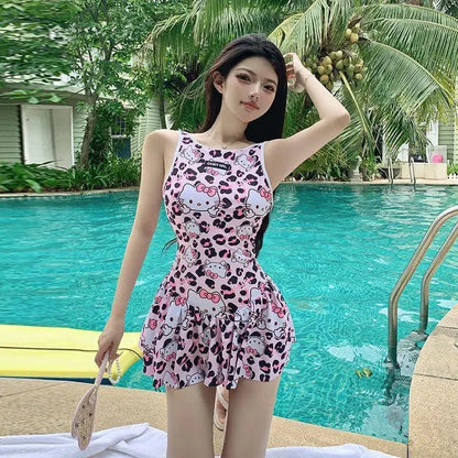 Hello Kitty Girls One - Piece Swimsuit Sports Bikini with Chest Pad - Cake Pops Parties