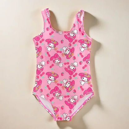 Hello Kitty Kuromi My Melody Kids One - Piece Swimsuit Beach Girls Gift - Cake Pops Parties