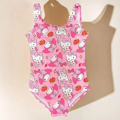 Hello Kitty Kuromi My Melody Kids One - Piece Swimsuit Beach Girls Gift - Cake Pops Parties