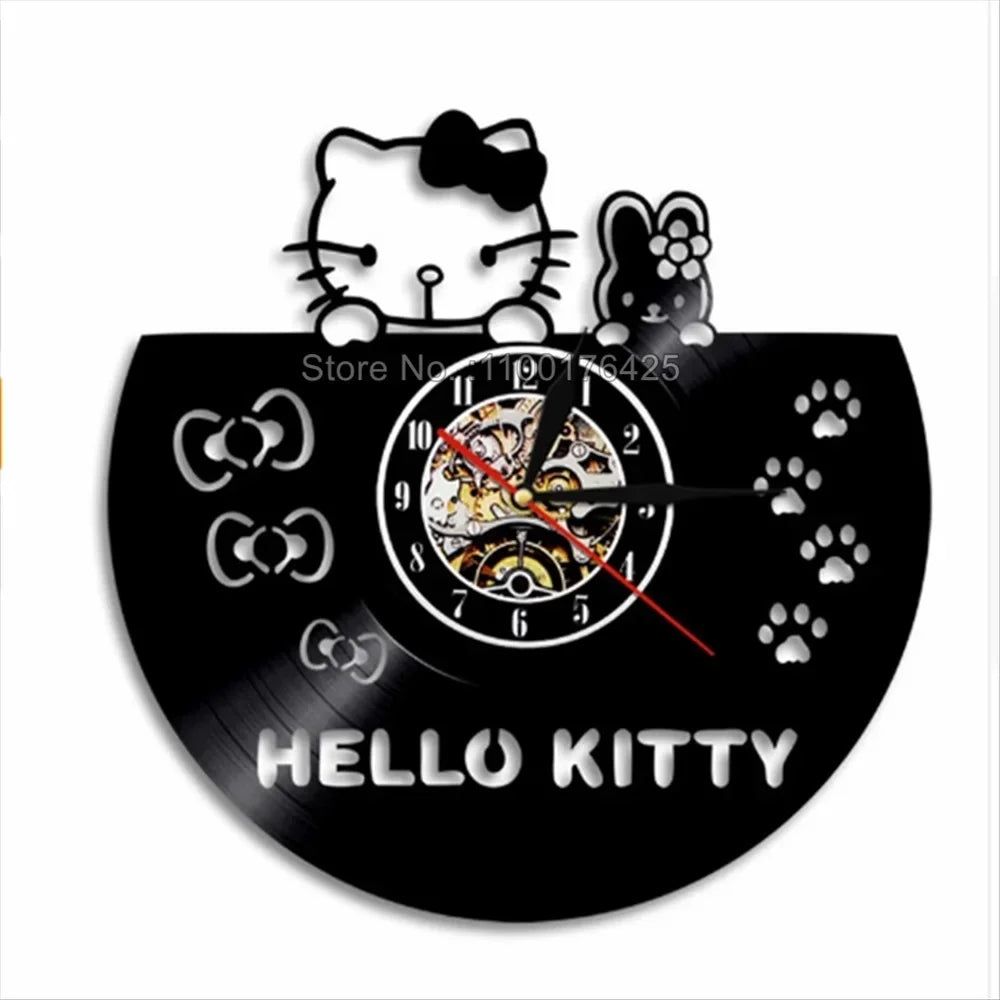 Hello Kitty LED Wall Clock Vinyl Record Remote Control Kids Gift - Cake Pops Parties