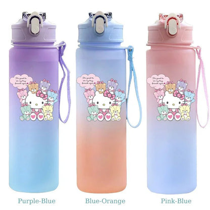 Hello Kitty Straw Water Bottle 750ML Cute Travel Office Cup - Cake Pops Parties