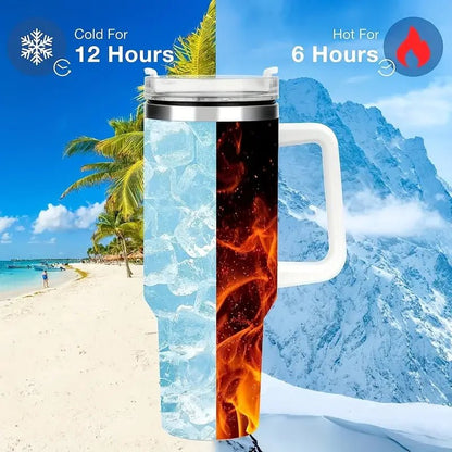 Insulated 40oz Mug Water Bottle with Handle & Straw - Cake Pops Parties