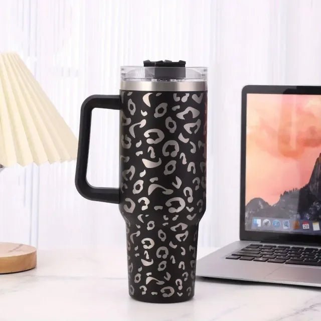 Insulated 40oz Mug Water Bottle with Handle & Straw - Cake Pops Parties