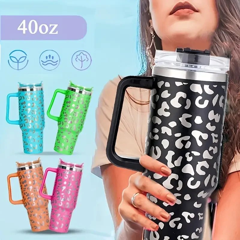 Insulated 40oz Mug Water Bottle with Handle & Straw - Cake Pops Parties