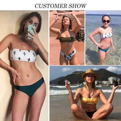 Jamaica Flag Push Up Bandeau Bikini Set | Sexy Two Piece Swimsuit - Cake Pops Parties