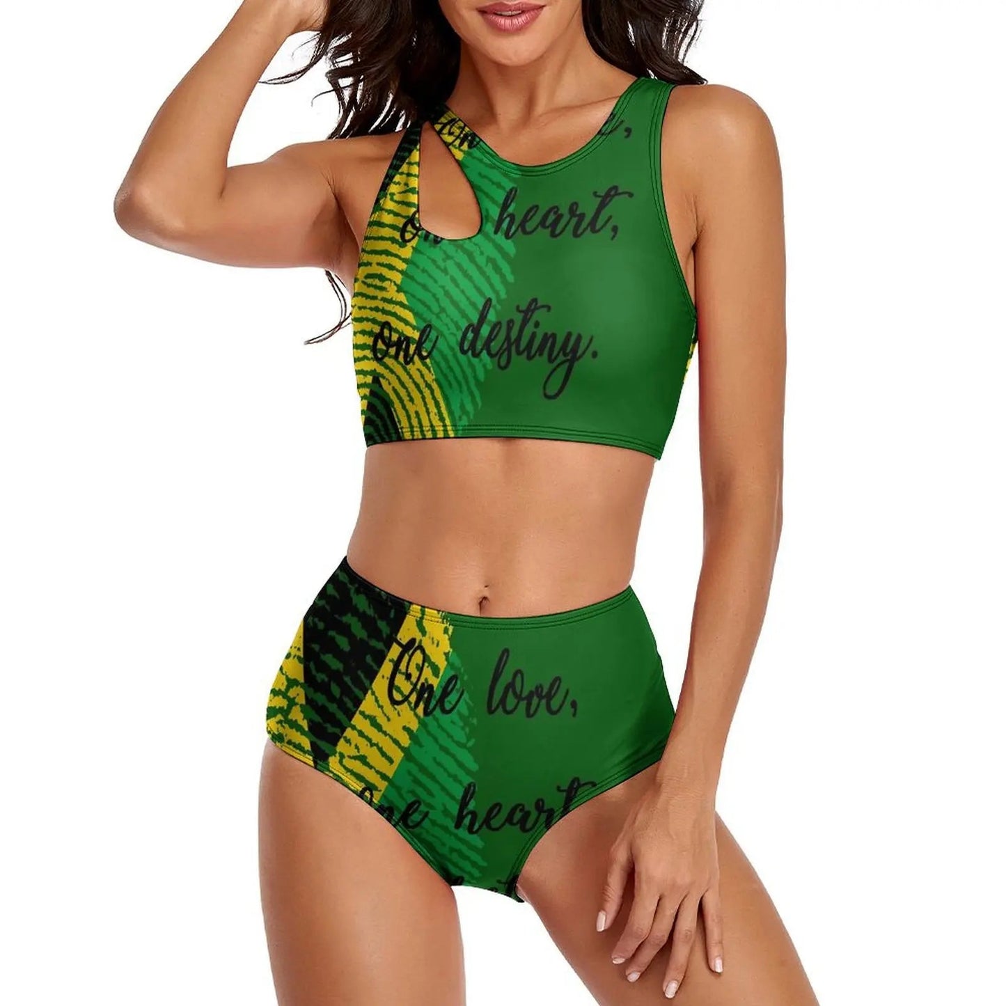 Jamaica Flag Reggae High Waist Push - Up Bikini Set | Sexy Swimwear for Beach - Cake Pops Parties