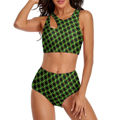 Jamaica Flag Reggae High Waist Push - Up Bikini Set | Sexy Swimwear for Beach - Cake Pops Parties