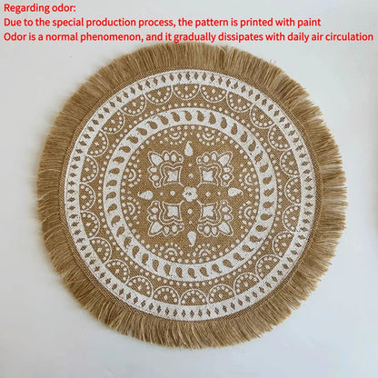 Jute Round Placemat Set - Non - Slip Dining Table Mats - Cake Pops Parties