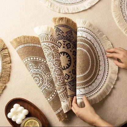 Jute Round Placemat Set - Non - Slip Dining Table Mats - Cake Pops Parties