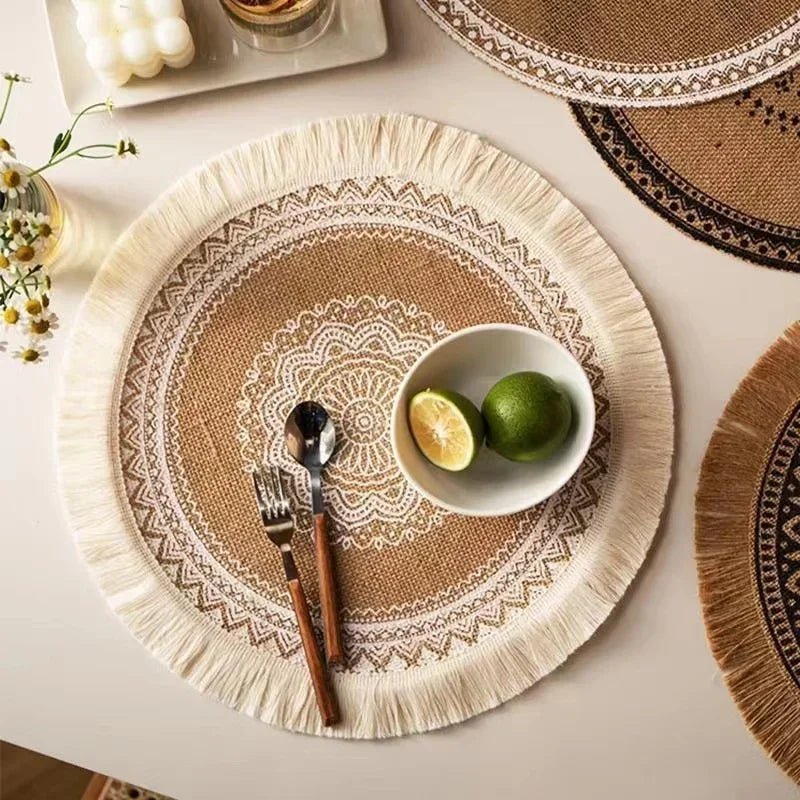 Jute Round Placemat Set - Non - Slip Dining Table Mats - Cake Pops Parties